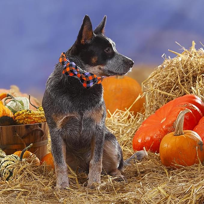 Halloween Dog Collar, Pet Collar Bow Plaid Pet Collars Girl Boy Holiday Pet Collars Gift Bow Dog Collar Cute Soft Puppy Collars for X-Large Dogs
