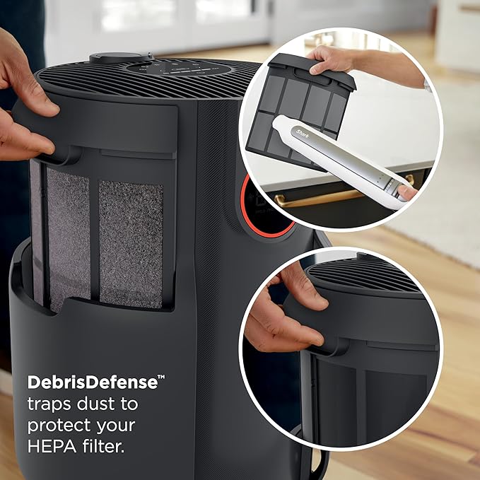 Shark Air Purifier for Home, NeverChange, for Large Room, HEPA-Exceeding Filter, Captures Pollutants, Pet Dander, Dust, Odor, Smoke, and More, Odor Neutralizer, HP152, Charcoal