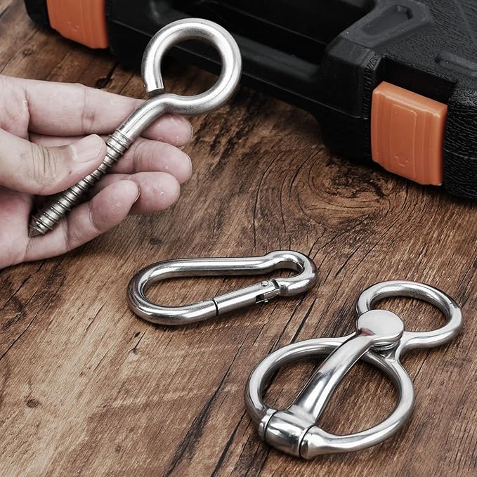 2pcs Horse Tie Ring, Heavy Duty Stainless Steel Tie Ring Horse Training Equipment with Eye Bolt,Quick snap,Humane and Safe Tie Way
