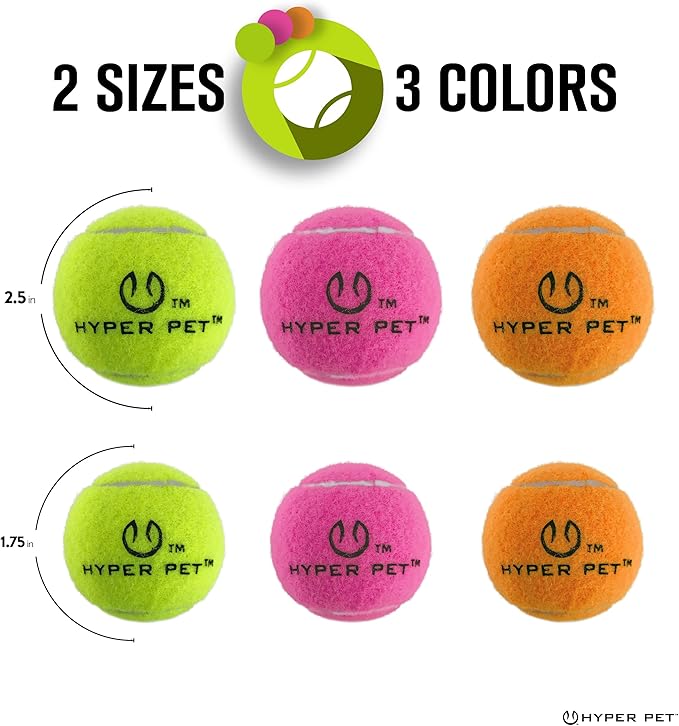 Hyper Pet Tennis Balls for Dogs - 12 Pack 2.5'' Durable Non-Toxic Outdoor Dog Toys Balls with Mesh Bag, for Fetch & Excercise, Medium to Large Breeds (Non Squeaky)