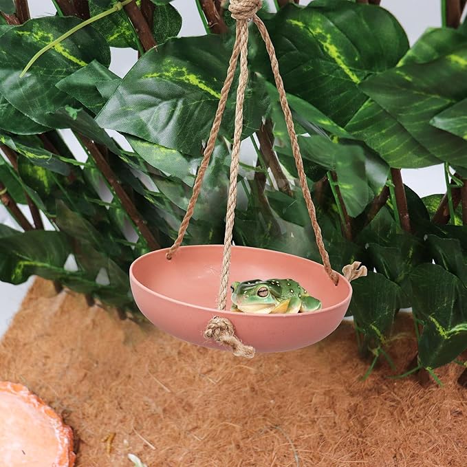Frog Swing Toys, Plastic Reptile Amphibian Climbing Toys, Tank Aquarium Terrarium Decoration Accessories, Suitable for Frog Gecko Lizard Chameleon Hermit Crab (Pink, Small)