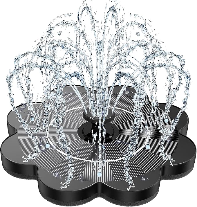 Yzert Solar Fountain Flower Shape-No Battery, Glass 3.5W Solar Water Fountain with 7 Nozzles & 4 Fixer Rods,Solar Fountain Pump for Bird Bath, Outdoor, Pool, Garden, Pond & Flower Pot