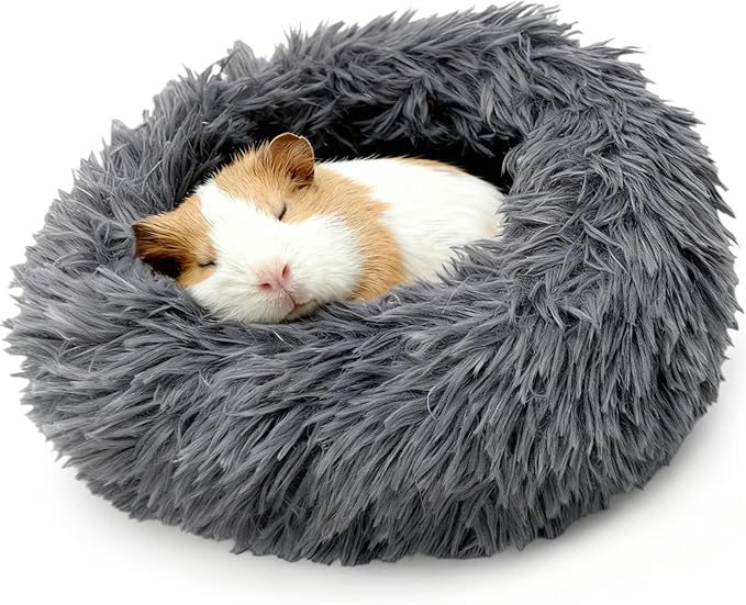 Guinea Pigs Bed Small Animal Bedding Donut-Shaped Burrowing Pet Bed Soft and Warm Hideaway with Spandex and Fleece Bottoms Cozy Carrier, Cage Accessories