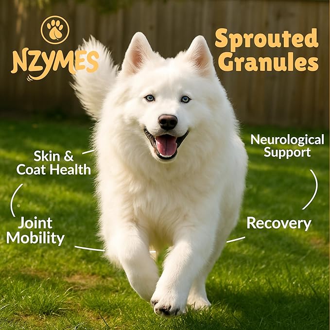 Nzymes® Sprouted Granules 2LBS (6 Pack) for Dogs, Cats, Horses, and Companion Pets. Raw Super-Food Protein and Antioxidant Nutrition. - 220 Servings - Made in The USA