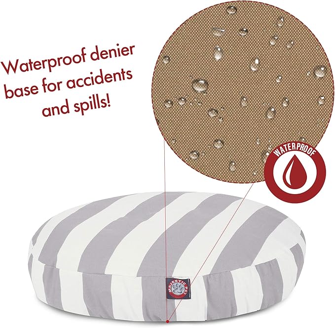 Majestic Pet Indoor Outdoor Vertical Stripe Round Pet Dog Bed with Removable Washable Cover, Gray, Large