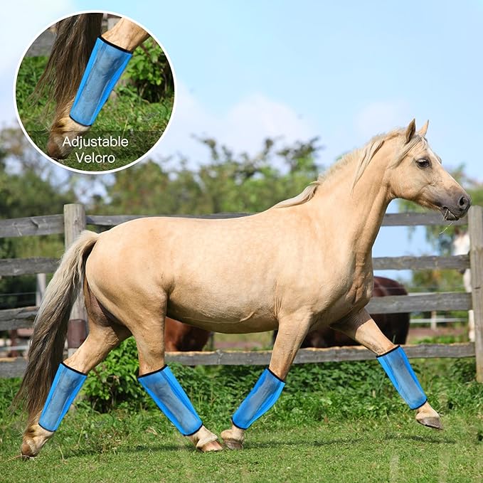 4 Sets Fly Boots Loose Fitting & Non-Slip Horse Fly Leggings No More Horsefly Nuisance Greatly Reduce Stomping Breathable with Natural Air Flow