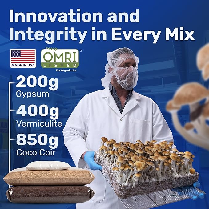 Surfin' Spores Dry Mushroom Substrate Mix | Produces 20 Pounds of Pasteurized Bulk Substrate | CVG Blend (Coco Coir, Vermiculite, Gypsum)