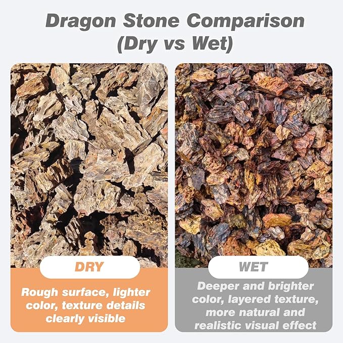 Unocho Dragon Stone Aquarium Rocks 5lb Seiryu Stone for Fish Aquariums Landscaping Model Fish Tanks Terrariums Vivariums Paludarium Amphibian Enclosures(2-4 inches)