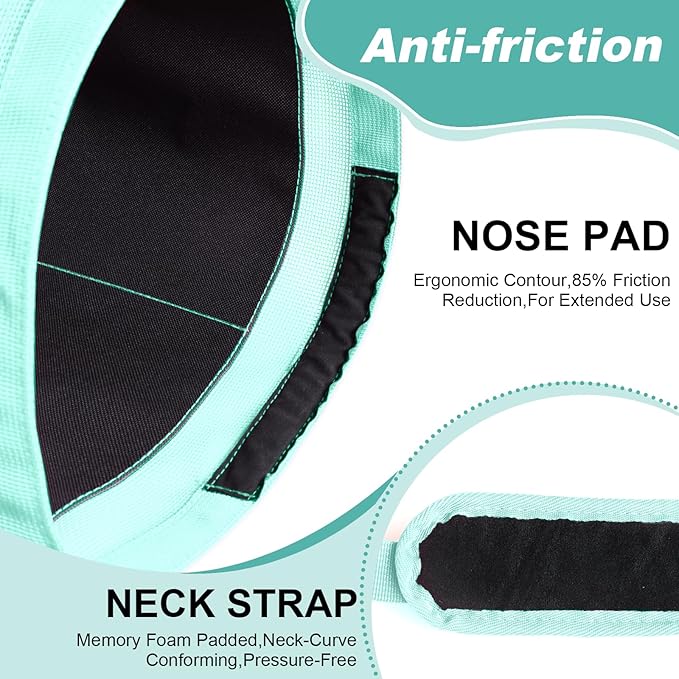 Heavy Duty Durable Waterproof Horse Feed Bag with Adjustable Strap - Mesh Grain Design, Comfort Neck Pad & Nose Pad Mint Green