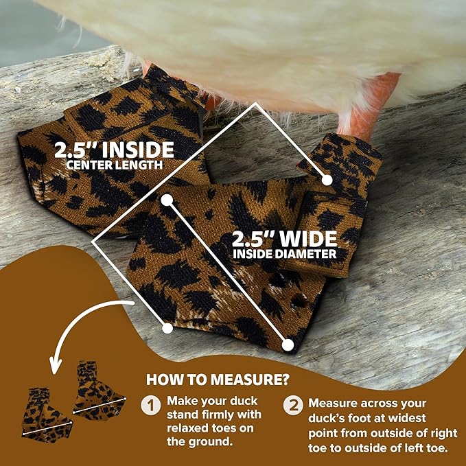 Duck Shoes for Injured Feet – Protective Neoprene Footwear for Ducks, Protective Shoes for Birds with Injured feet, Bumblefoot Relief - Small, 2.5’’ Max. Inside Width - Leopard