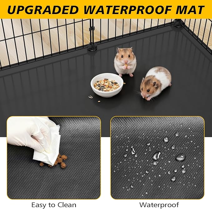 XiaZ Guinea Pig Cages,32 Panels Small Animal Playpen with Waterproof PVC Mat and Top 47.2" x 23.6" x 23.6",Rabbit/Bunny Cage, Pet/Puppy Play Pen, Indoor Outdoor Portable Metal Fence