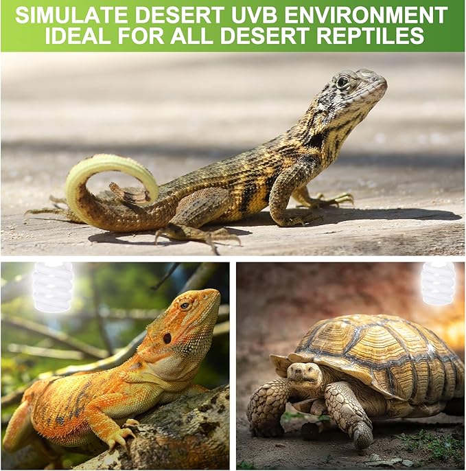 Reginary 4 Pcs Uvb Reptile Light 10.0 26 W, Reptile Uvb Bulb for Desert Tropical Sub Tropical Reptiles Fluorescent Simulation Color Reptiles Light for Turtle, Bearded Dragon, Lizard, Gecko