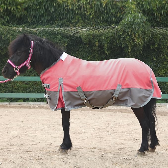 Mini Horse/Pony/Foal/Miniature Size 36"-51" Lightweight Waterproof & Breathable 1200 Denier Turnout Blanket with No Filling Pink 48"