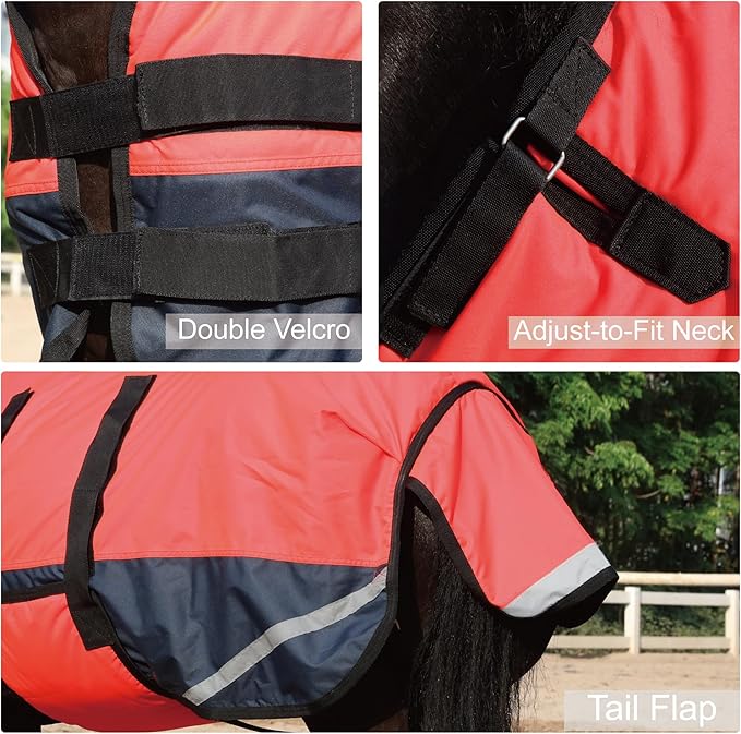 Foal/Mini Horse Size 30"-48" Waterproof & Breathable 300 Denier Winter Turnout Blanket with 150g Polyfill Fluorescencered Small