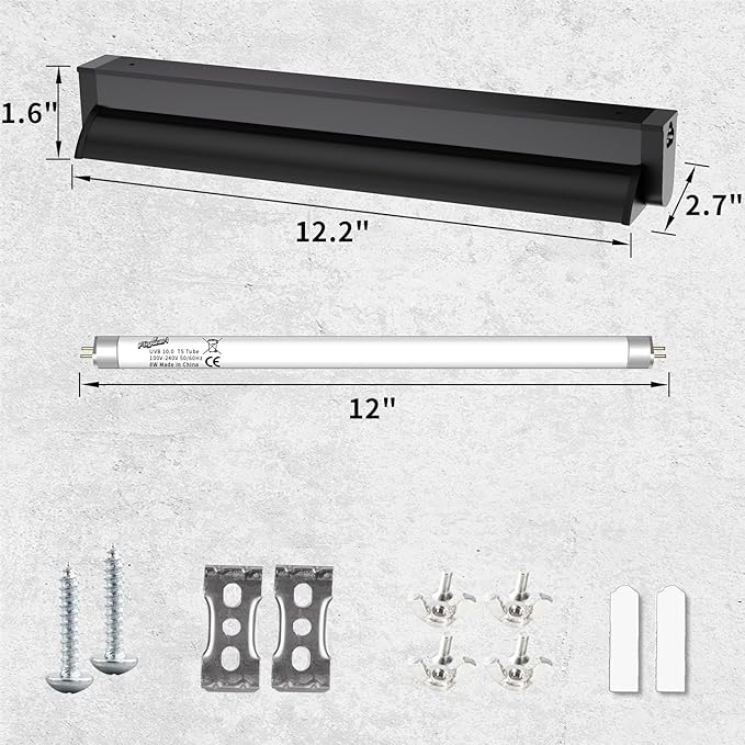 T5 UVB Reptile Lighting Fixture, UVB Light for Reptiles, 8W 10.0 UVB Lighting Combo Kit for Desert & Tropical Reptiles (Lizard, Bearded Dragon, Tortoise), 12INCH