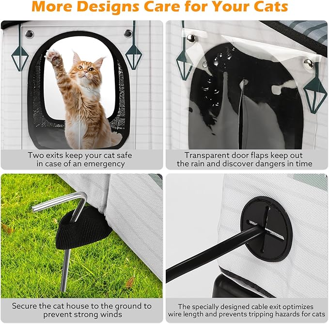 GASUR Weatherproof Heated Cat House for Outdoor Cats, Insulated Heating Cat House with Heated Pad for Winter, Elevated Heat Cat Shelter Waterproof Safe Feral Outside Pet House for Cats(20"x17"x16")