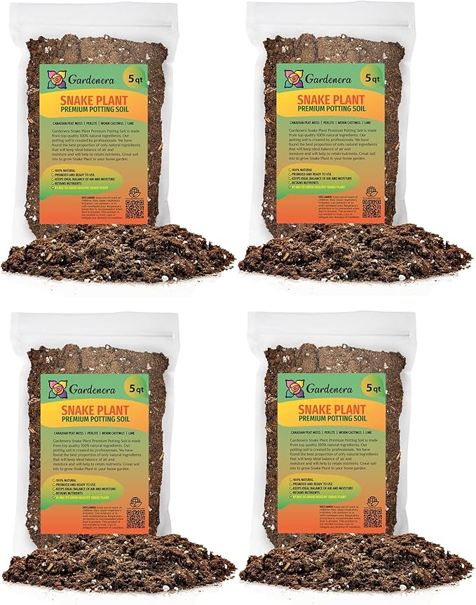 GARDENERA Premium Snake Plant Potting Soil Mix - 10 Quart - Green Sansevieria Trifascatia Zeylanica Plants, Plant or Re-Pot Your Snake Plant (2 Bags of 5 Quart)