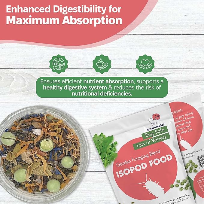 Snout and Shell Isopod Food A Bountiful Selection Crafted to Enrich Your Pet's Habitat and Diet (Garden Foraging Blend)