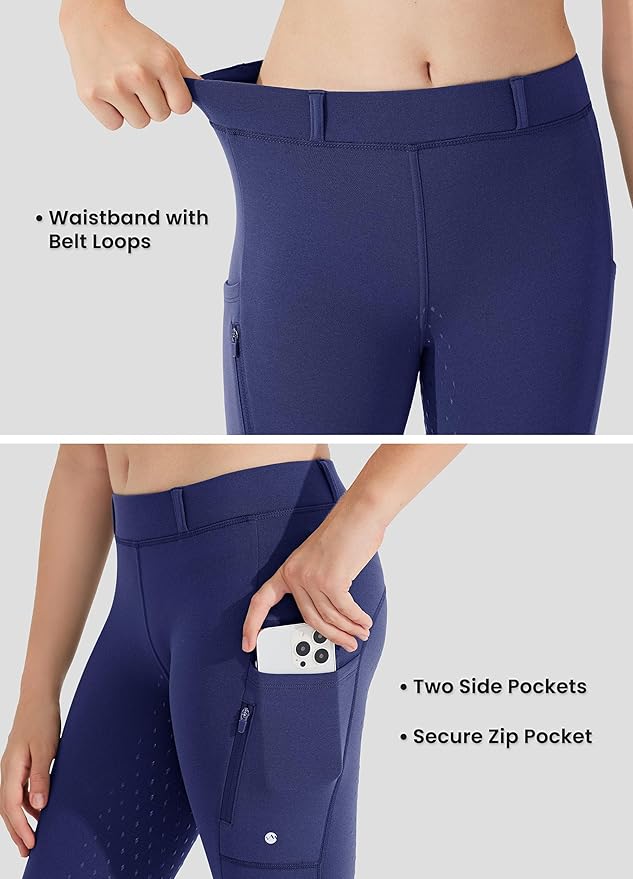 Willit Girls Fleece Horse Riding Pants Equestrian Breeches Kids Winter Riding Tights Thermal Schooling Tights