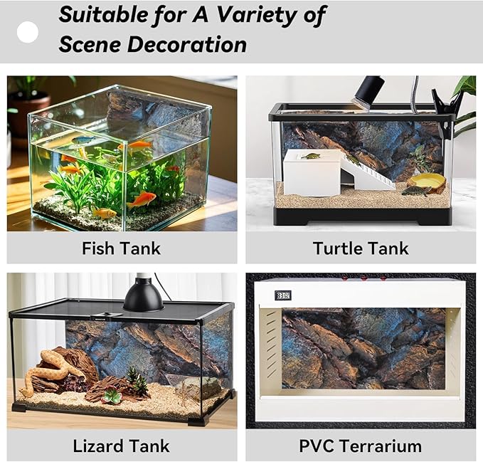 Rock Terrarium Background, 3D Reptile Tank Background Board Amphibian Stereo Backdrop Wall Reptile Stereo Decoration Aquarium Decoration Reptile Gecko Frog Lizard