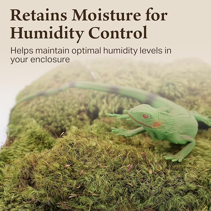 The Habitat Life - Natural Mood Moss - for Reptiles, Amphibians & Invertebrates Terrariums - Moisture-Retaining - Humidity Control - Soft Bedding - Dye-Free & Safe - Small - 2 Pack