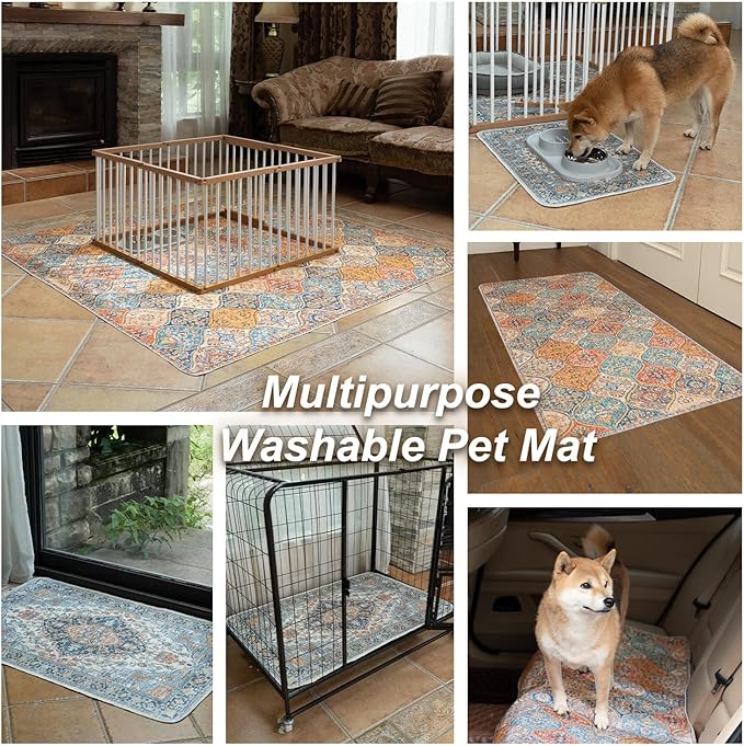 nunubaby Washable Pee Pads for Dogs, Stylish, Non-Slip and Leak-Proof Pee Pads. Reusable Potty Pads for Dogs for Crates and Floors.(Gray/Geo, 72" x72")