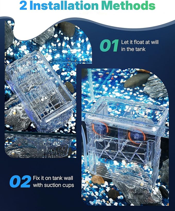 Pawfly Aquarium Breeding Box - Transparent Plastic Fry Hatchery Incubator for Baby Fish, Shrimp, Betta, Clownfish
