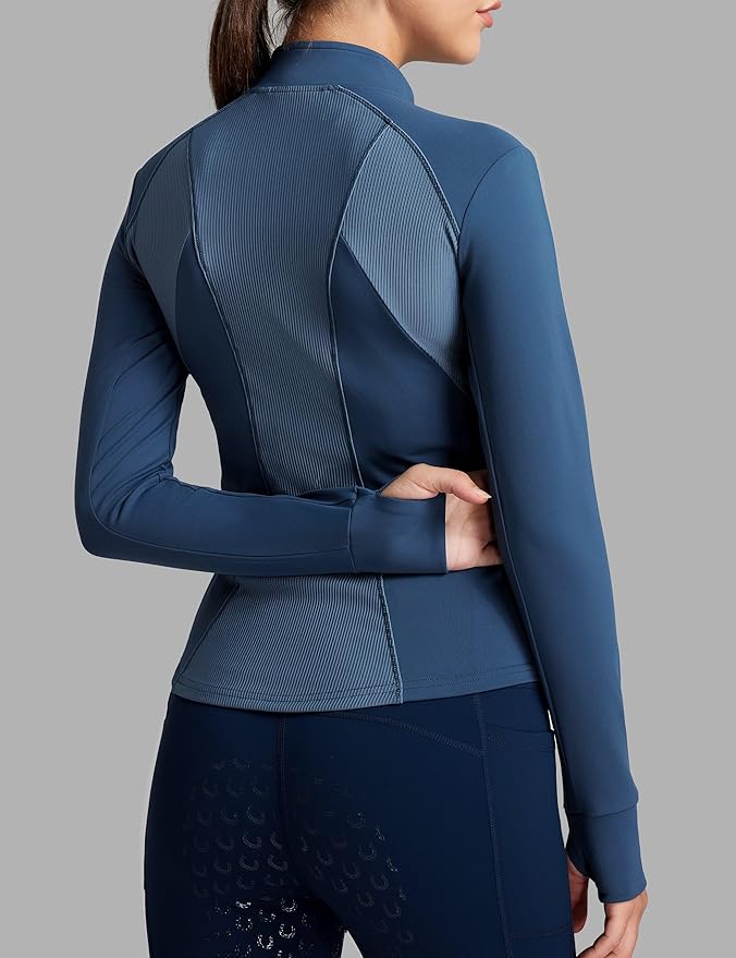 FitsT4 Sports Womens Equestrian Riding Shirts Long Sleeve Fleece Lined Horse Full-Zip Winter Thermal Jackets