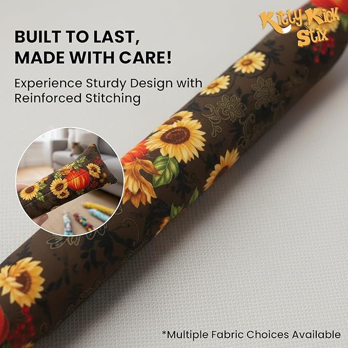 Catnip Kicker Toys – 15" Set of 2, Durable Cat & Kitten Kick Sticks, 100% Potent Catnip. Made in USA. Encourages Exercise & Play for Cats of All Breeds. Interactive Toy Relieves Boredom (Festive Fall)