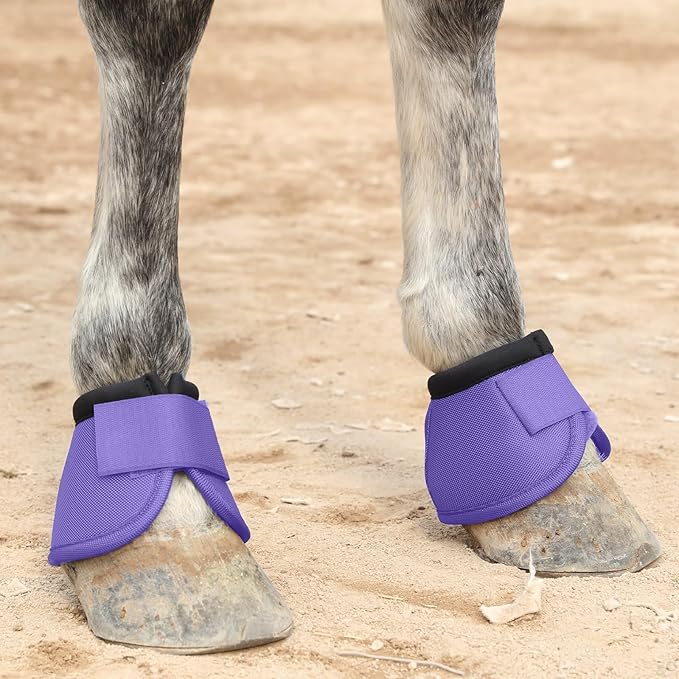 Equine Ballistic Overreach Bell Boots - No-Turn Boots for Horses, Horse Hoof Protection (Sold in Pairs) Purple Large