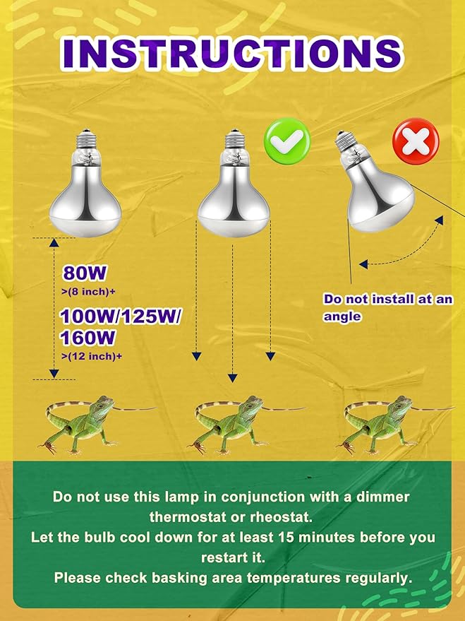 Heat Lamp Bulb, 160 Watt Full Spectrum UVA UVB Reptile Heat Bulb, Basking Spot Light, Simulate Natural Sun Light for Reptile and Amphibian