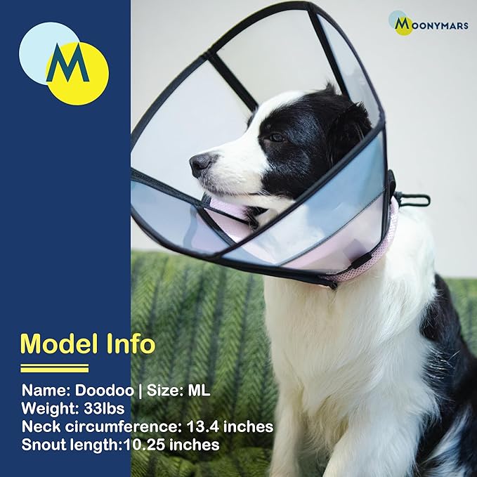 Soft Dog Cone Collar, Comfortable Pet Recovery Neck Collars After Surgery for Large Medium Dogs, Plastic Breathable Elizabethan Dog Head Circle Stop Licking, Adjustable Cones 20cm /8" Long (M Pink)