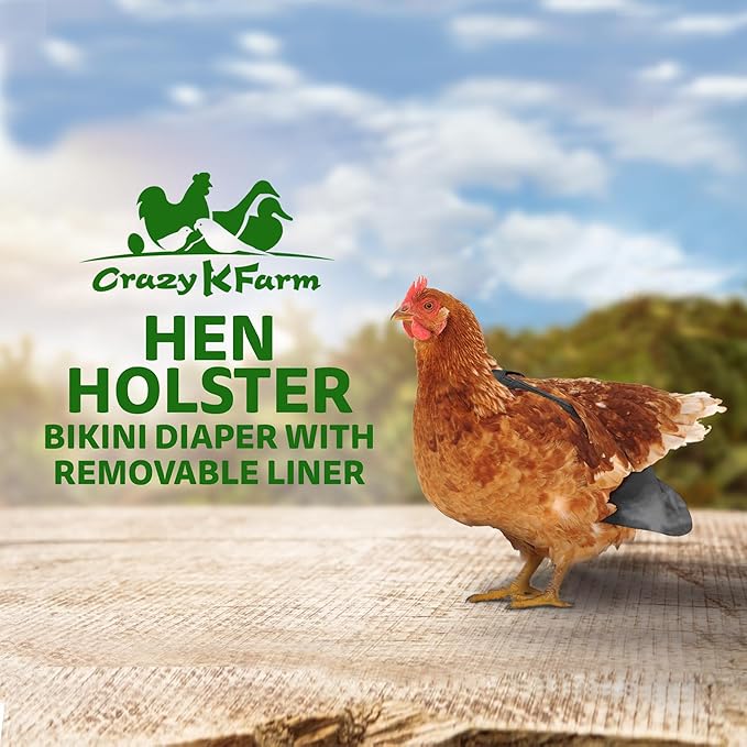 Hen Holster Bikini Diaper, Bird Diaper & Harness for Hens, Roosters, Ducks, Geese - with Removable Vinyl Liner, Adjustable Fit for Outdoor Adventures & Indoor Use - Easy to wear - S/M, Gray