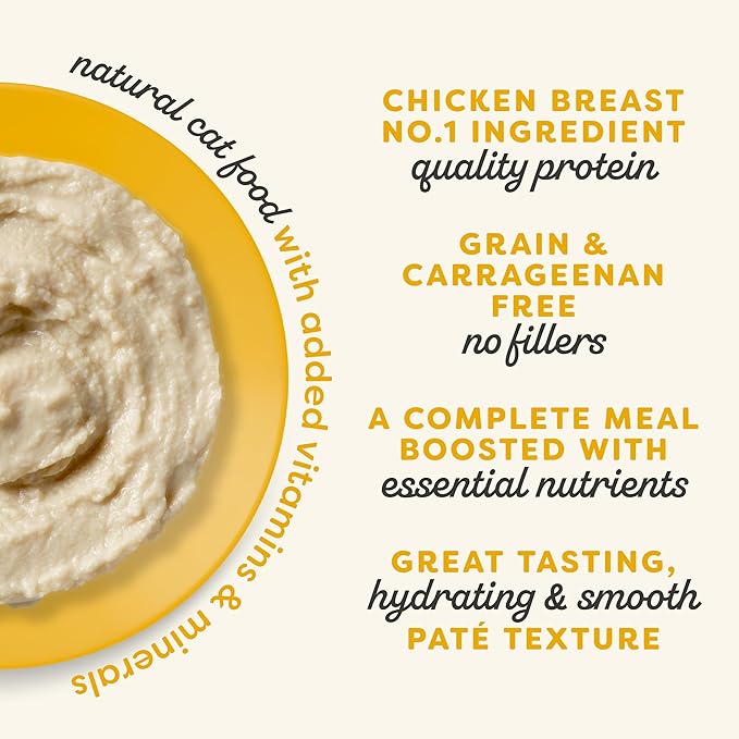 Applaws Vitality Wet Cat Food Paté, Natural Cat Food with Added Vitamins & Minerals, Grain-Free, Carrageenan Free, Chicken Breast Recipe (24 Count, 2.47 oz Cans)