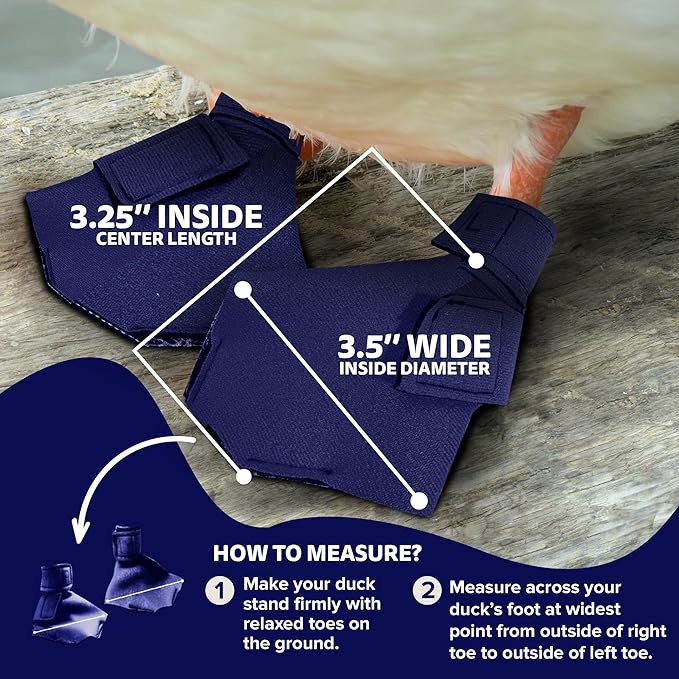 Duck Shoes for Injured Feet – Protective Neoprene Footwear for Ducks, Protective Shoes for Birds with Injured feet, Bumblefoot Relief - Medium, 3.5” Max. Inside Width - Navy