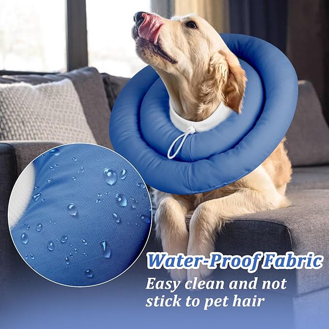 IDOMIK Dog Recovery Collar, Waterproof Soft Dog Cone After Surgery, Comfy Protective Elizabethan Collar Alternative for Dogs Cats, Adjustable Pet Neck Donut Cone Anti-Licking Biting Wounds,Navy,XL