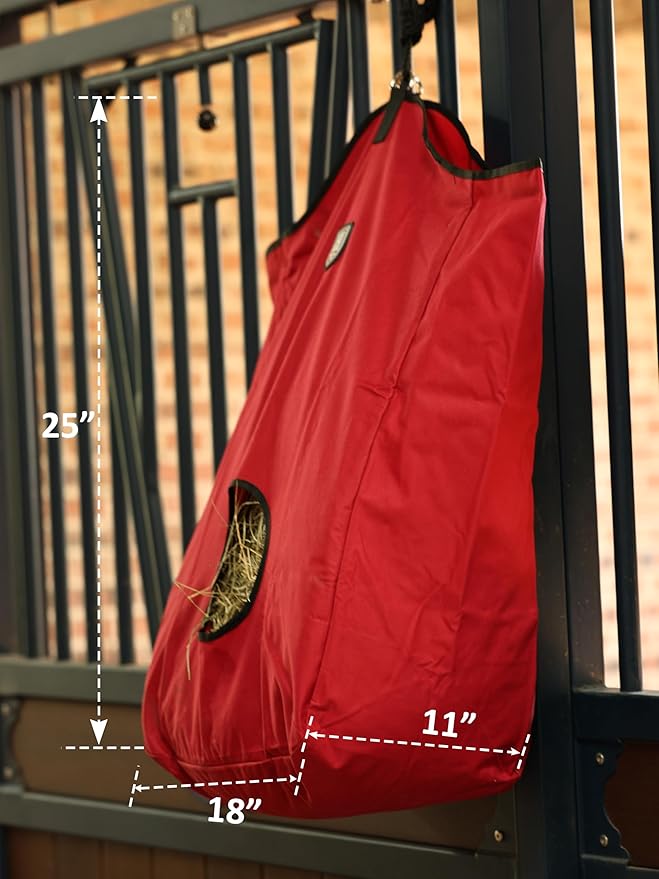 Harrison Howard Premium Durable Horse Hay Bag Slow Feed Hay Bag Waterproof Large Capacity Horse Tote 3pcs -Red