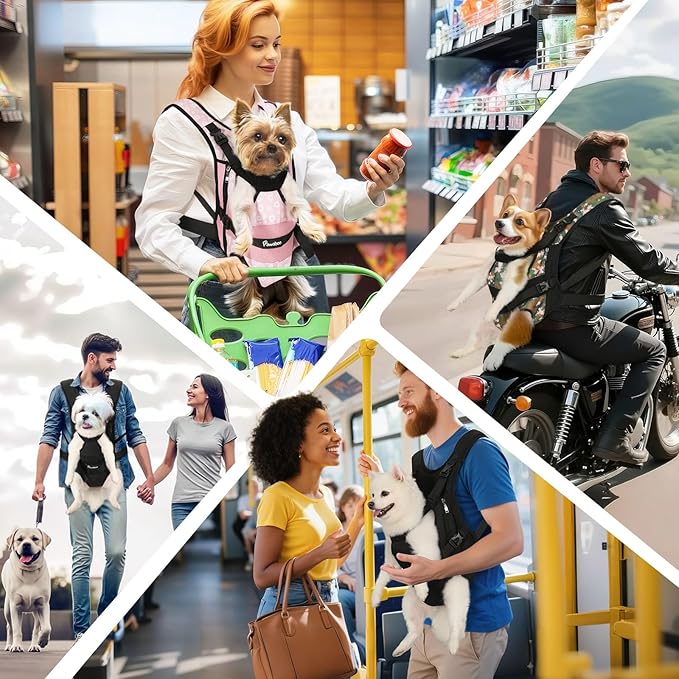 Pawaboo Pet Dog Front Carrier Backpacks, Legs Out Pet Carrier Backpack for Dogs, Adjustable Dog Chest Carriers Purse for Small Medium Dogs Hands Free for Travel Hiking Cycling Camping, M, Black
