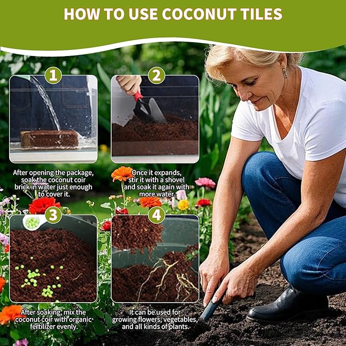 Coco Coir Brick for Plants- 5 Pack,1.4lbs 100% Organic Coconut Coir Soil Neutral pH, for Plant Growth and Root Developmentfor Growing Vegetables & Ideal Reptile Bedding (5)