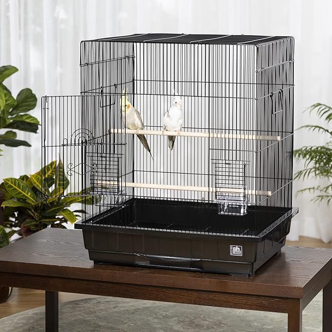 Prevue Pet Products Square Top Parakeet Cage, Black 25.0" L x 21.0" W x 29.5" H