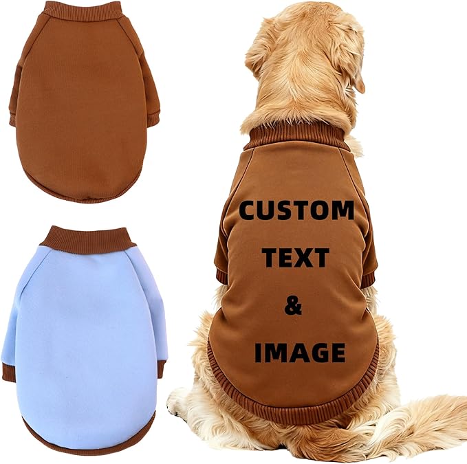 Custom Dog Hoodie, Personalized Sweatshirt with Photo Text Name Logo, Customized Hooded Sweater for Small Medium Large Dogs & Cats (Coffee, XXX-Large)