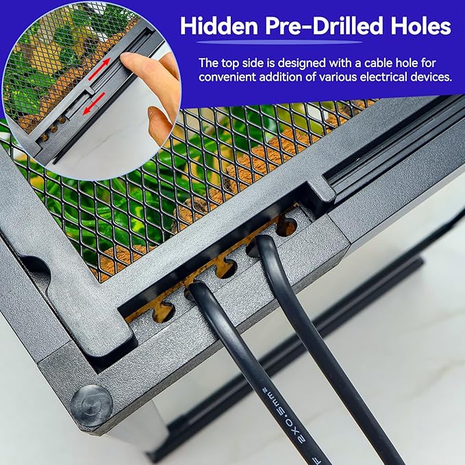 Full Glass Panoramic Vivarium for Crested Gecko Tank, Snake Enclosure, Reptile Cage with Front Door, Enhanced Ventilation & Concealed Wiring Holes 12.6" L x 12.6" W x 18" H