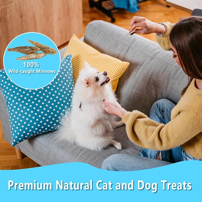 Minnows - 6.5 oz Freeze Dried Minnows for Cat & Dogs, 100% Natural Premium Cat & Dog Treat， (6.5 OZ)