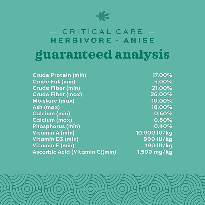 Oxbow Critical Care Herbivore, Emergency Guinea Pig Food, Rabbit Food for Recovery, Natural Anise Flavor, Veterinary Formula, Critical Care for Guinea Pig Emergency Kit, 454 gram bag