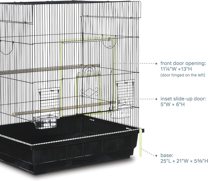 Prevue Pet Products Square Top Parakeet Cage, Black 25.0" L x 21.0" W x 29.5" H