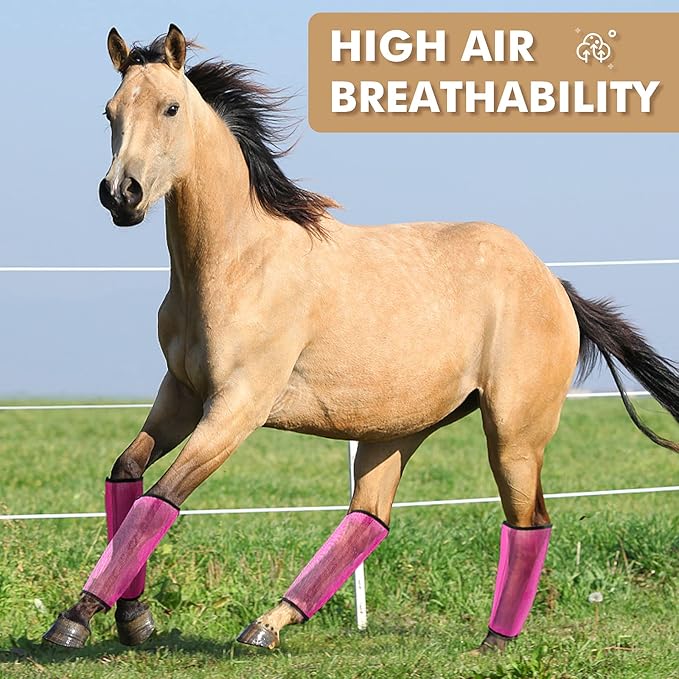 4 Sets Fly Boots Loose Fitting & Non-Slip Horse Fly Leggings No More Horsefly Nuisance Greatly Reduce Stomping Breathable with Natural Air Flow