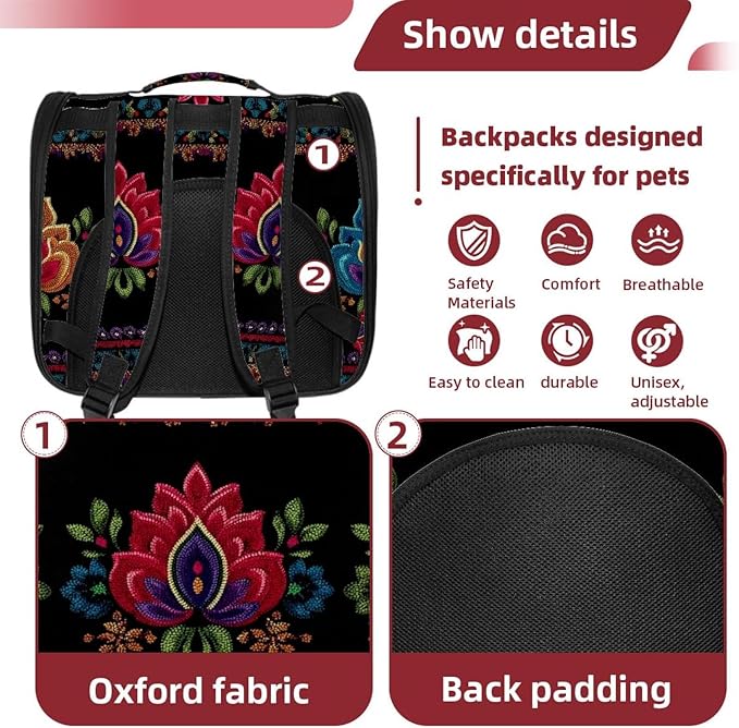 Motifs African Boho Paisley Floral (26) Pet Carrier Airline Approved Pet Carrier Bag Dog Carrier for Small Medium Cats Dogs Puppies Kitten