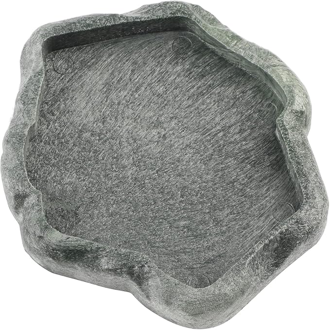 Ejoyous Reptile Rock Food Dish Water Bowl, Resin Terrarium Feeder Feeding Bowl for Tortoise Lizard Amphibian Hermit Turtles (S)