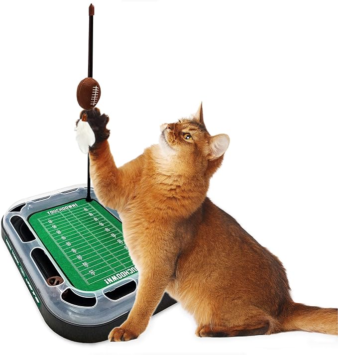 Pets First Cat Scratching Pets First New York Jets Football Field CAT Scratcher Toy with Catnip, Cat Chasing 5-in-1 Kitty Toy, multicolor