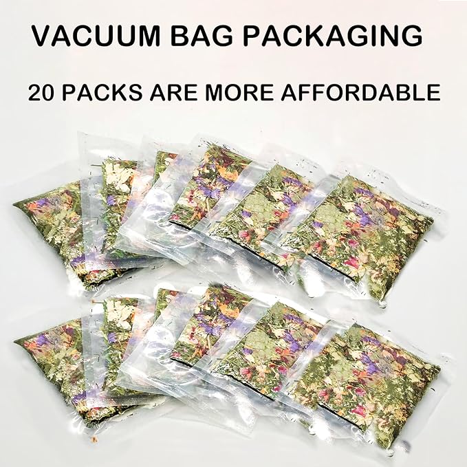 Rabbit Toys 20 Pack Bunny Toys Bunny Chew Toy Guinea Pig Treats Timothy Hay Toy Chips with Herbal Flowers Timothy Hay Grass Hamster Snacks Chinchillas Gerbils for Small Animals Teeth